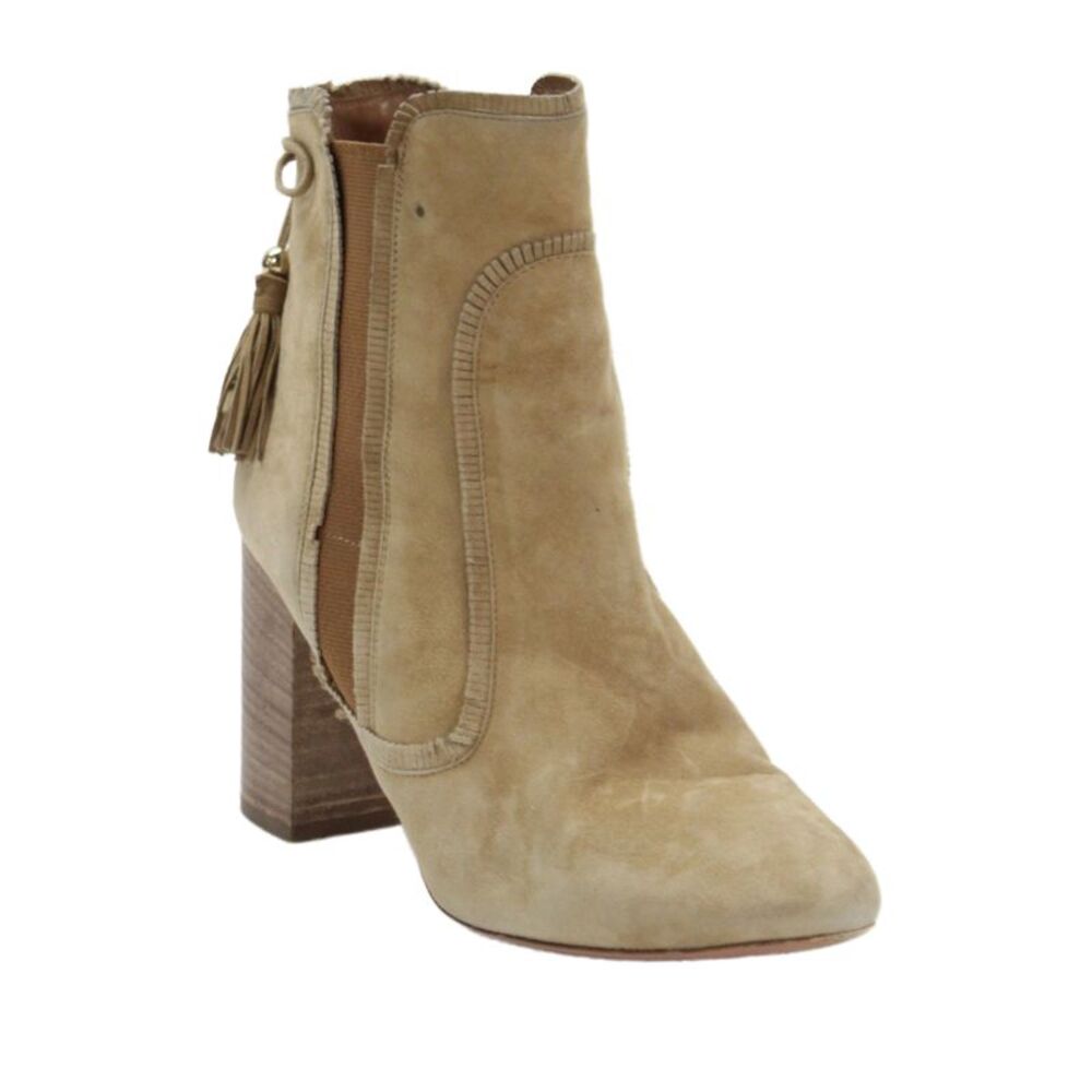 Aquazzura Womens Leather Suede Western Style Block Heels Light Brown Size 6.5
